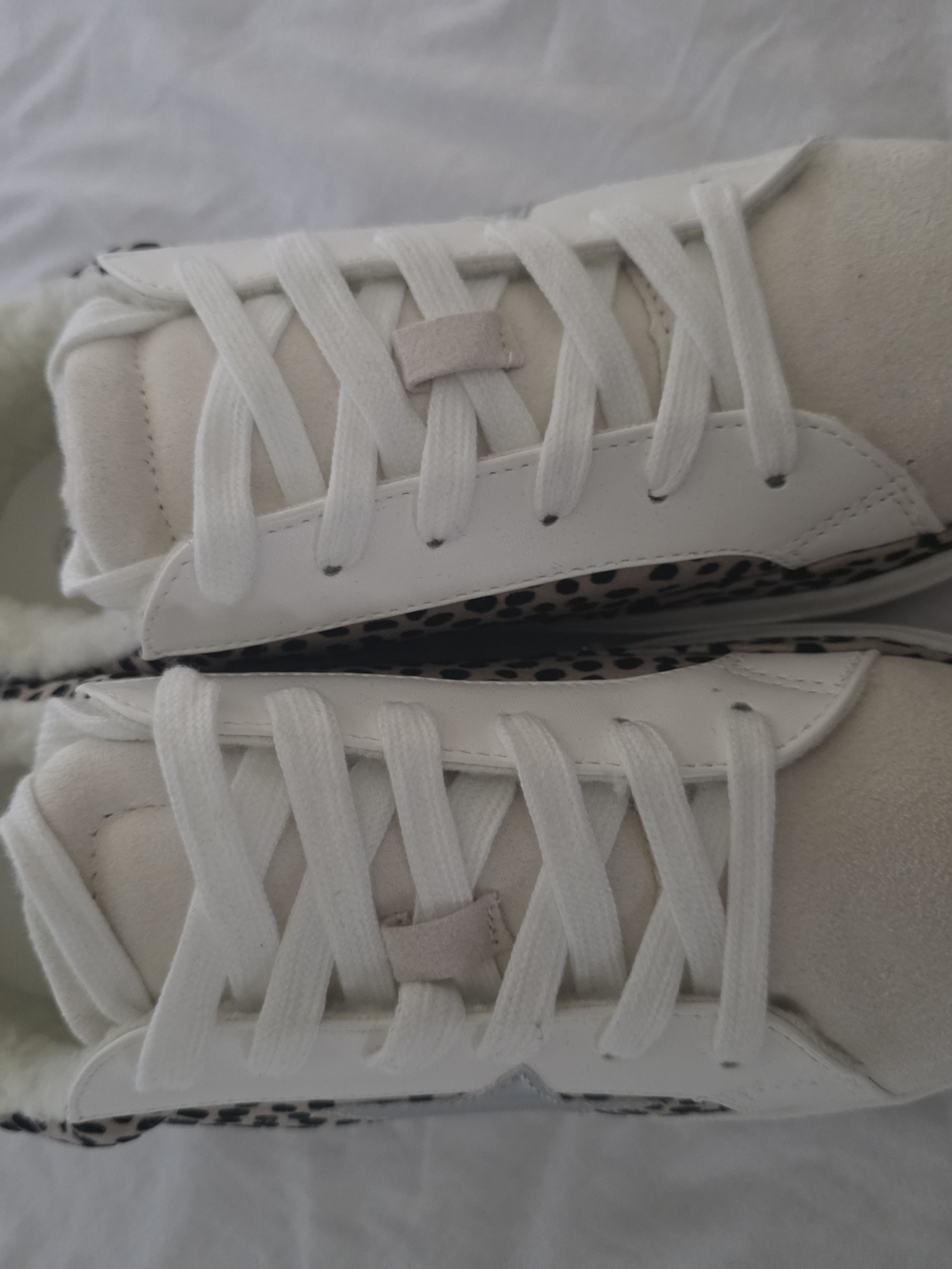 Beige Leopard-Print Lace-Up Sneakers with Silver Star Accent - Picture 4 of 9